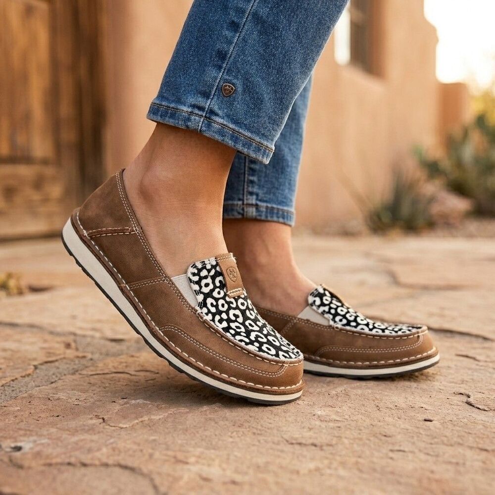Ariat Cruiser Leopard Slip On Shoes Womans Size 7.5 Cheetah Hair Western
